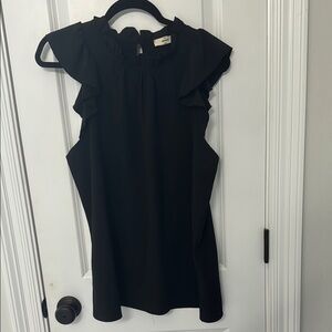 Entro Black Flutter Sleeve Ruffled Blouse